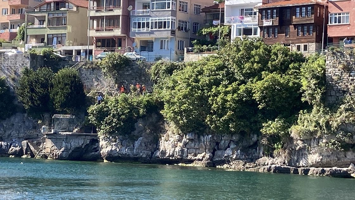 Bartın'da Amasra Kalesi'ndeki taşları yerinden oynatarak düşüren ağaçların köklerine yönelik