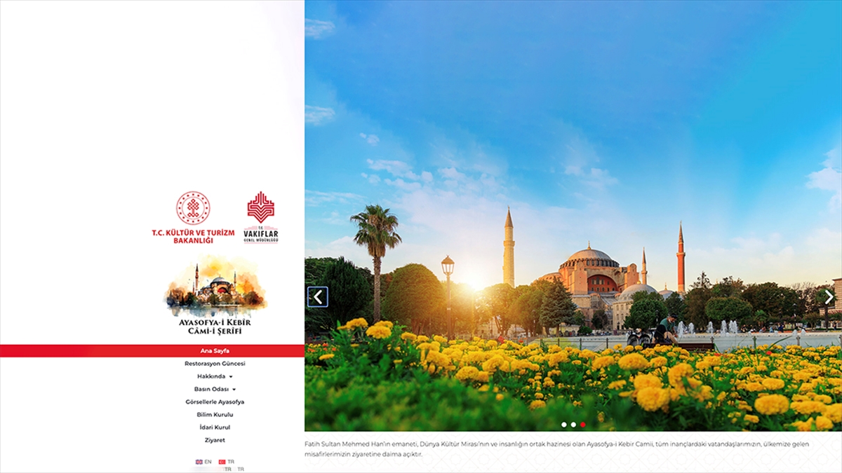 Vakıflar Genel Müdürlüğü tarafından hazırlanan web sitesinde, camiyle ilgili tüm