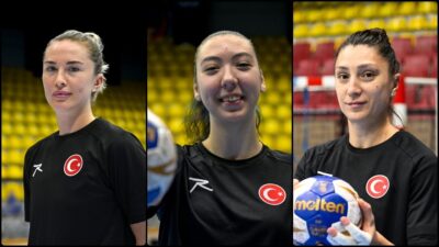 A Milli Kadın Hentbol Takımı oyuncuları Betül Yılmaz, Didem Hoşgör