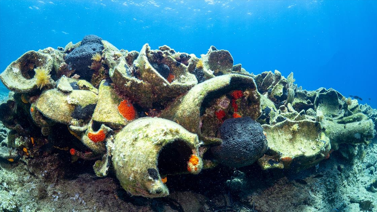 Muğla'nın Bodrum ilçesine bağlı Turgutreis açıklarındaki Yassıada'nın derinliklerinde bulunan batıklar