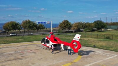 Sağlık Bakanlığının hava ambulans hizmeti kapsamında Trabzon'da konuşlu helikopter ile