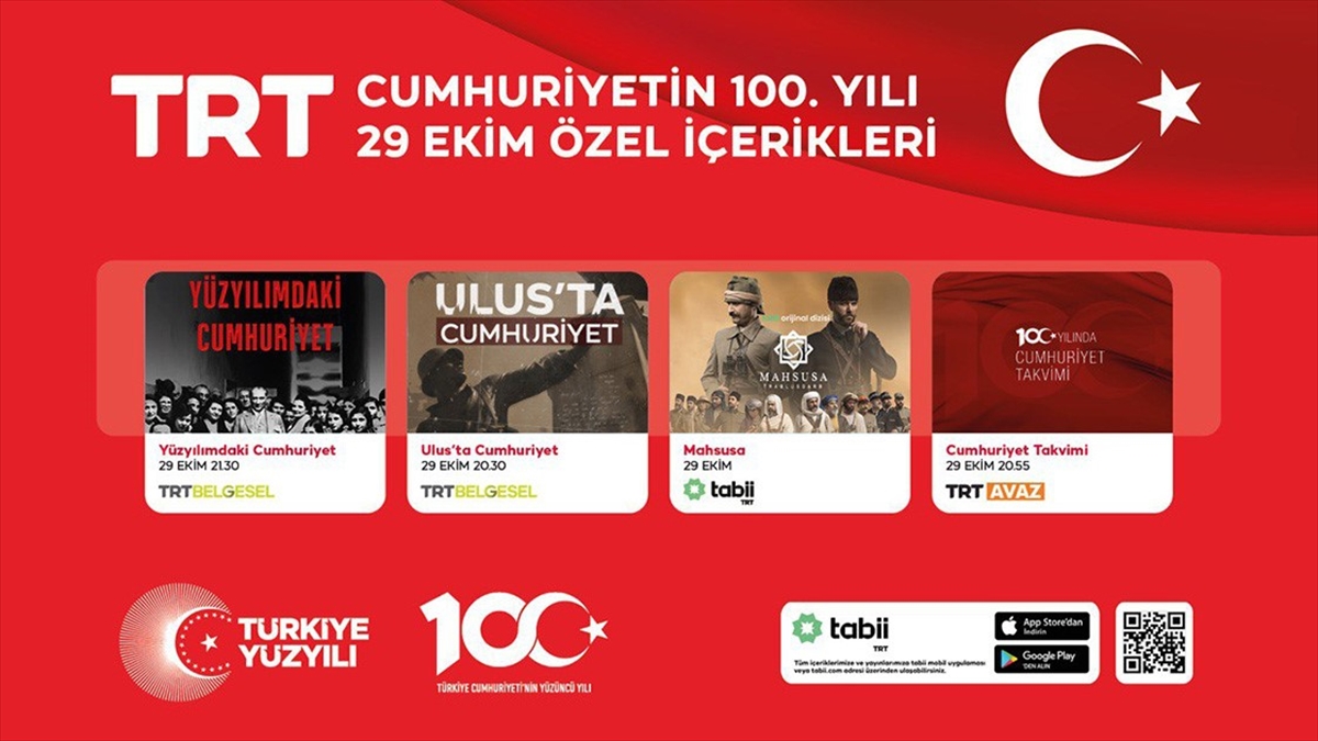 Türkiye Cumhuriyeti'nin 100. yıl dönümü için hazırlanan birbirinden özel içerikler