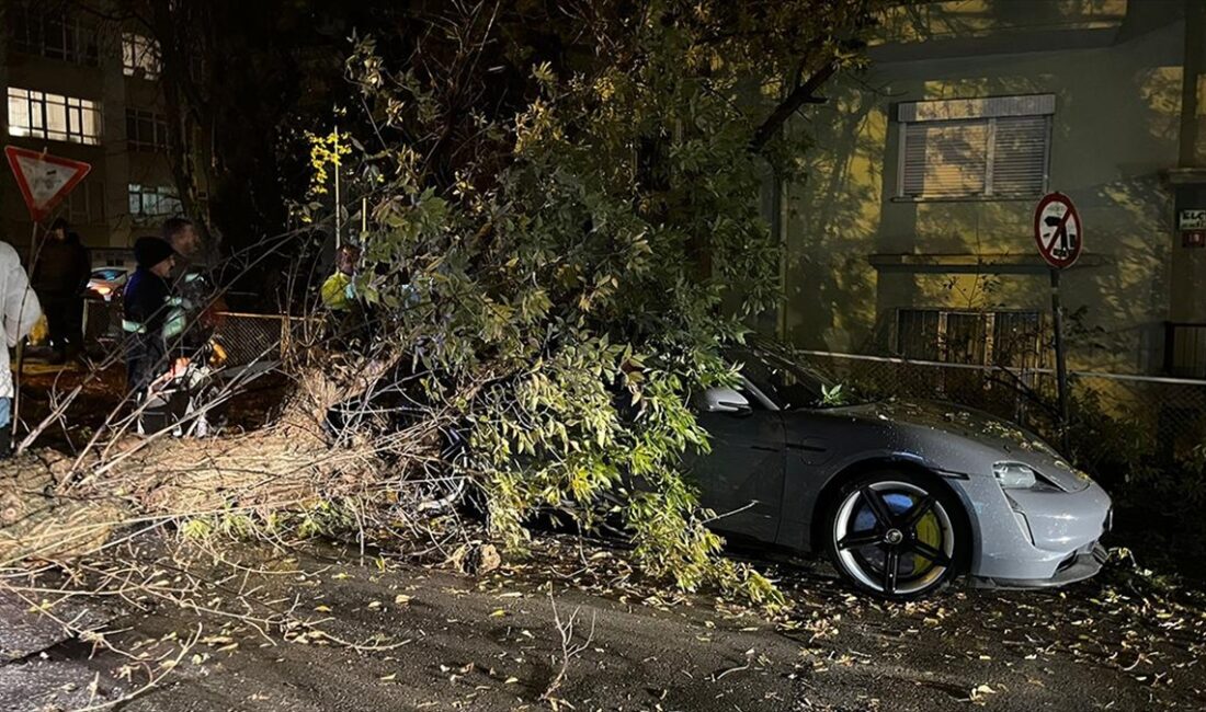 Ankara'da rüzgar nedeniyle üzerine ağaç devrilen otomobil hasar gördü Ankara'nın Çankaya ilçesinde rüzgar nedeniyle üzerine ağaç devrilen otomobilde hasar