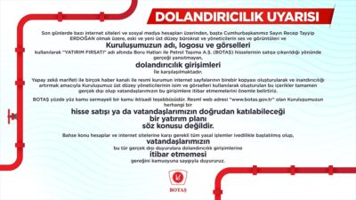 Boru Hatları ile Petrol Taşıma AŞ (BOTAŞ), hisselerinin satışa çıkarıldığı