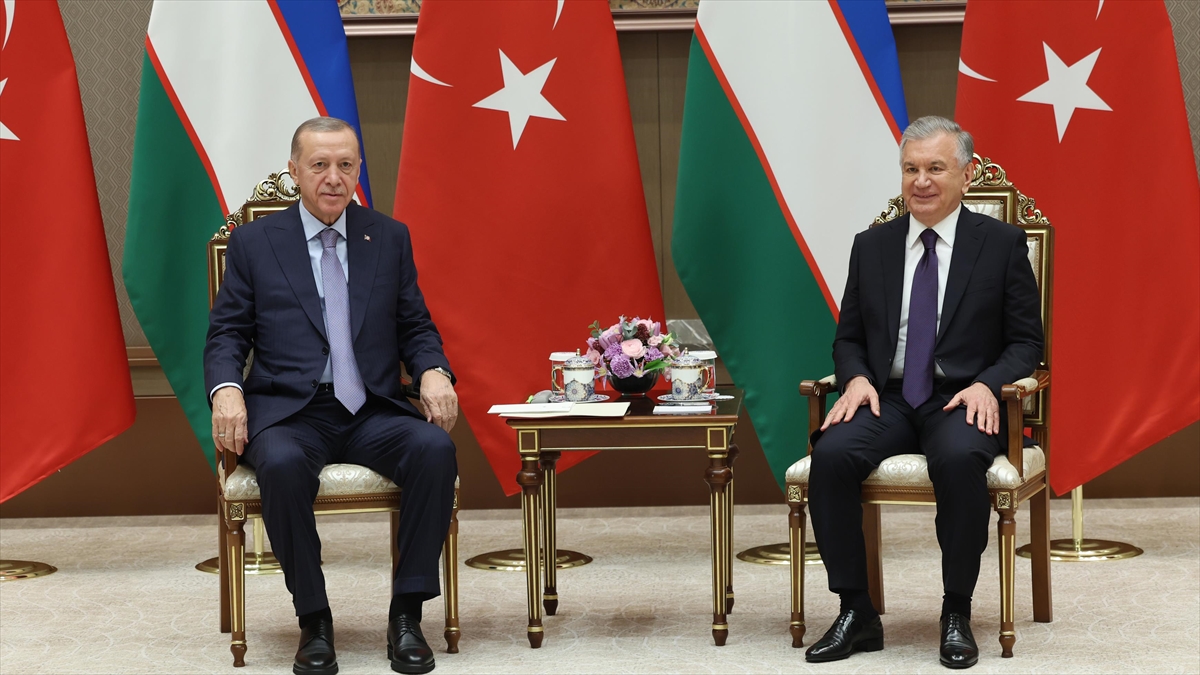 Cumhurbaşkanı Recep Tayyip Erdoğan, Özbekistan Cumhurbaşkanı Şevket Mirziyoyev ile görüşme