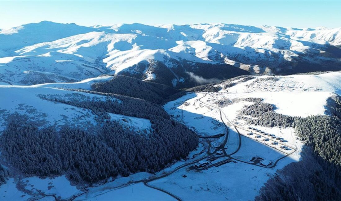 Giresun'un 1700 rakımlı Kümbet Yaylası, kar yağışı sonrası beyaz örtüyle