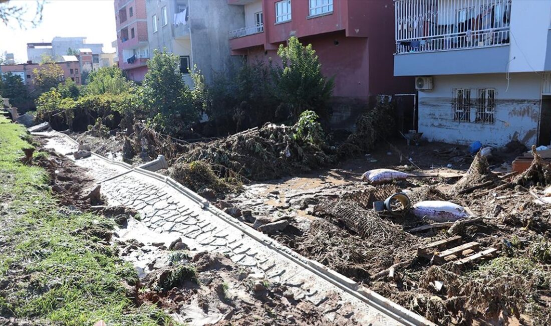 Batman'da şiddetli yağışlar nedeniyle meydana gelen selden etkilenen mahallelerde temizlik