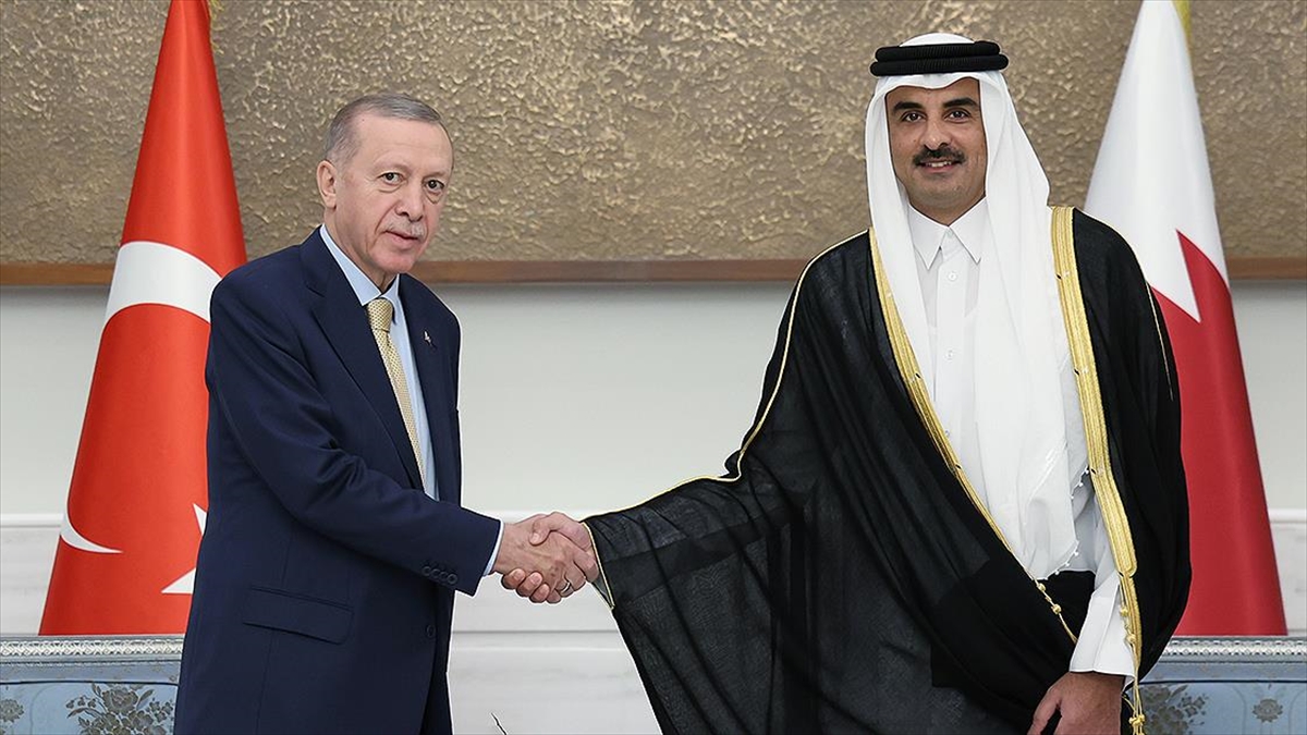 Cumhurbaşkanı Recep Tayyip Erdoğan ile Katar Emiri Şeyh Temim bin