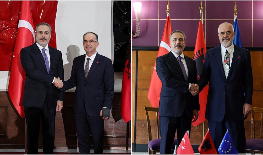 Dışişleri Bakanı Hakan Fidan, Arnavutluk Cumhurbaşkanı Bajram Begaj ve Arnavutluk