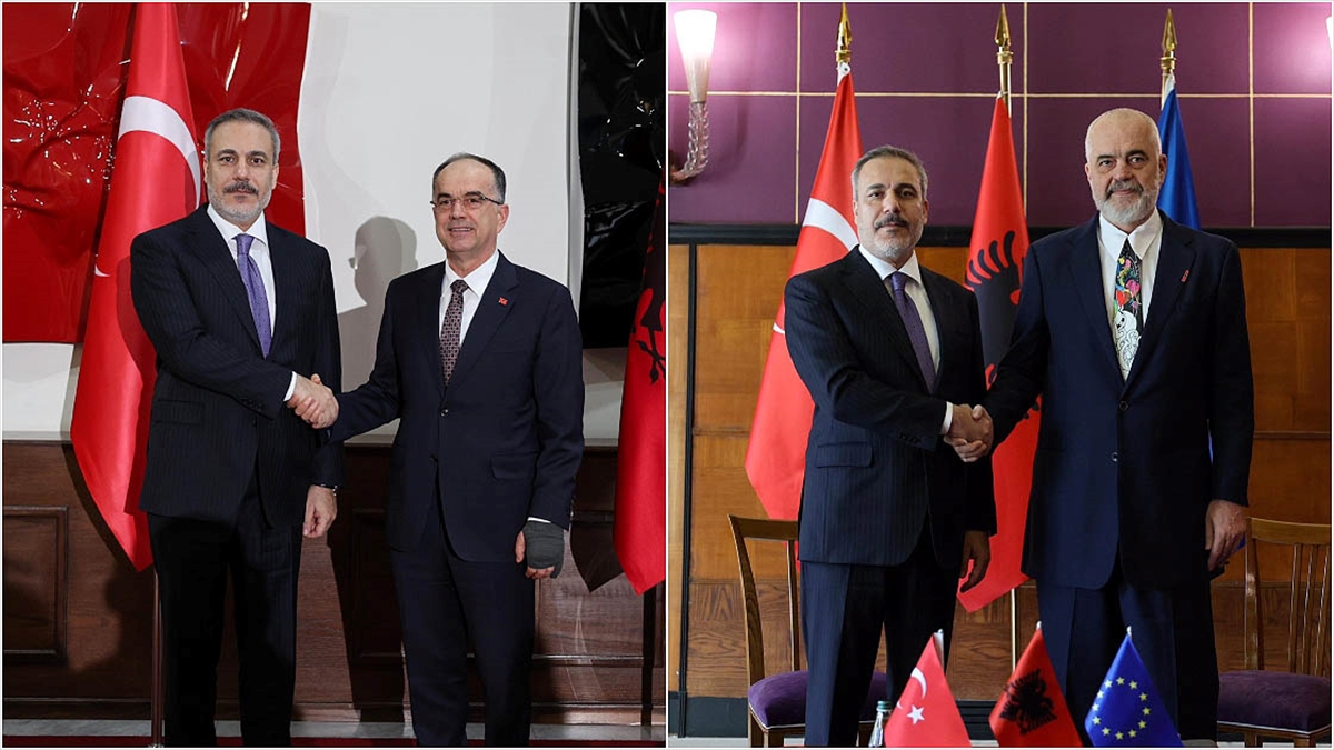 Dışişleri Bakanı Hakan Fidan, Arnavutluk Cumhurbaşkanı Bajram Begaj ve Arnavutluk