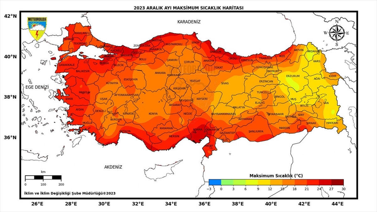 Türkiye genelinde, 2023 yılının aralık ayı, son 53 yılın en