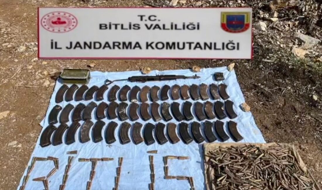 Bitlis kırsalında terör örgütü PKK mensuplarınca araziye gizlenmiş uzun namlulu