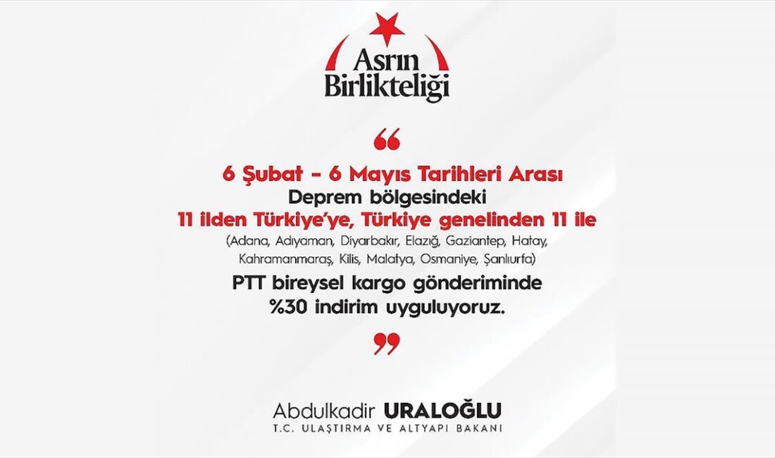 ANKARA (AA) – Ulaştırma ve Altyapı Bakanı Abdulkadir Uraloğlu, sosyal