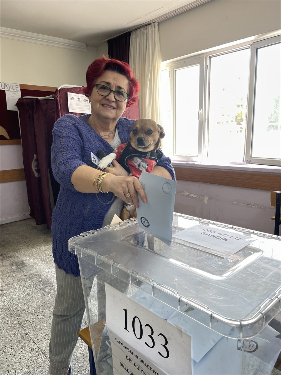 Antalya'da bazı seçmenler oy kullanmaya köpekleriyle gitti