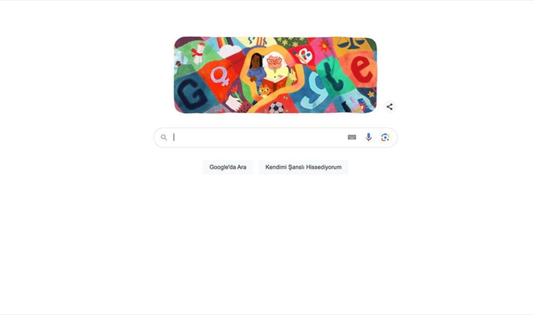 Google, ana sayfasında bugüne özel hazırladığı "doodle" ile 8 Mart