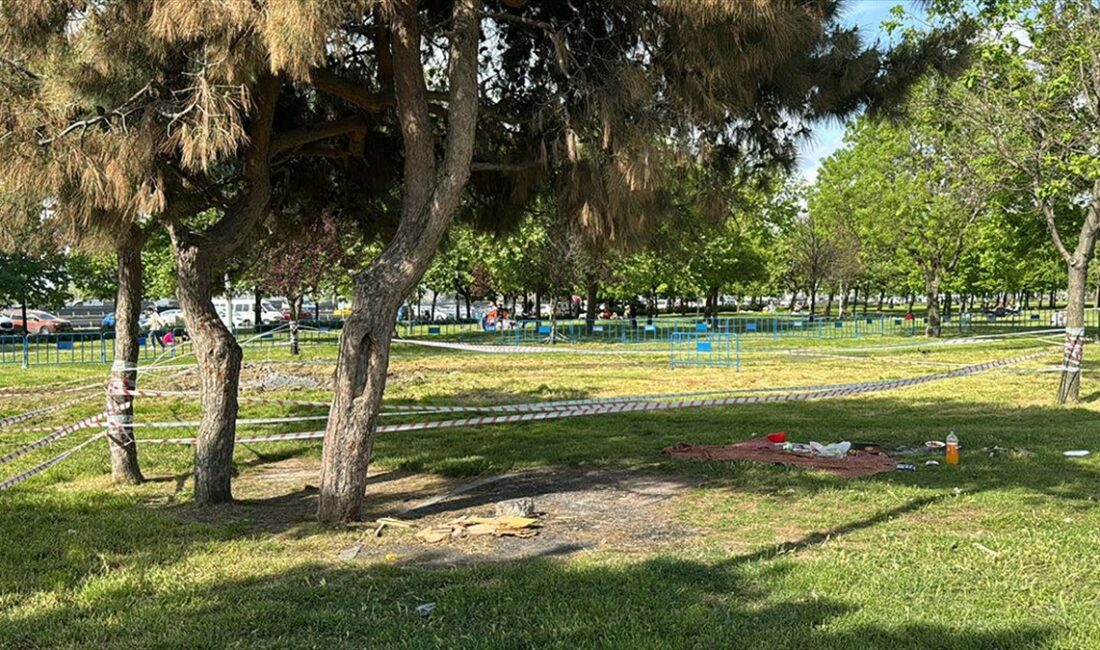 Küçükçekmece'deki İstanbul Büyükşehir Belediyesi (İBB) ekiplerince sahil parkında yapılan kazı