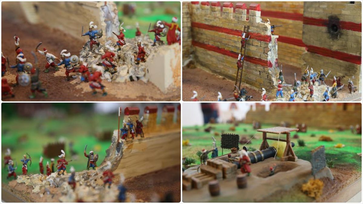 Edirne'de yaşayan Hüseyin Ülker, İstanbul'un fethini "diorama" adı verilen üç