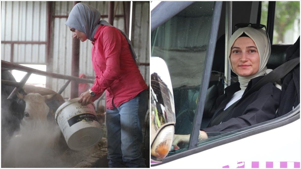 Sakarya'da yaşayan Havva Kara, bir yandan hayvancılıkla uğraşırken bir yandan