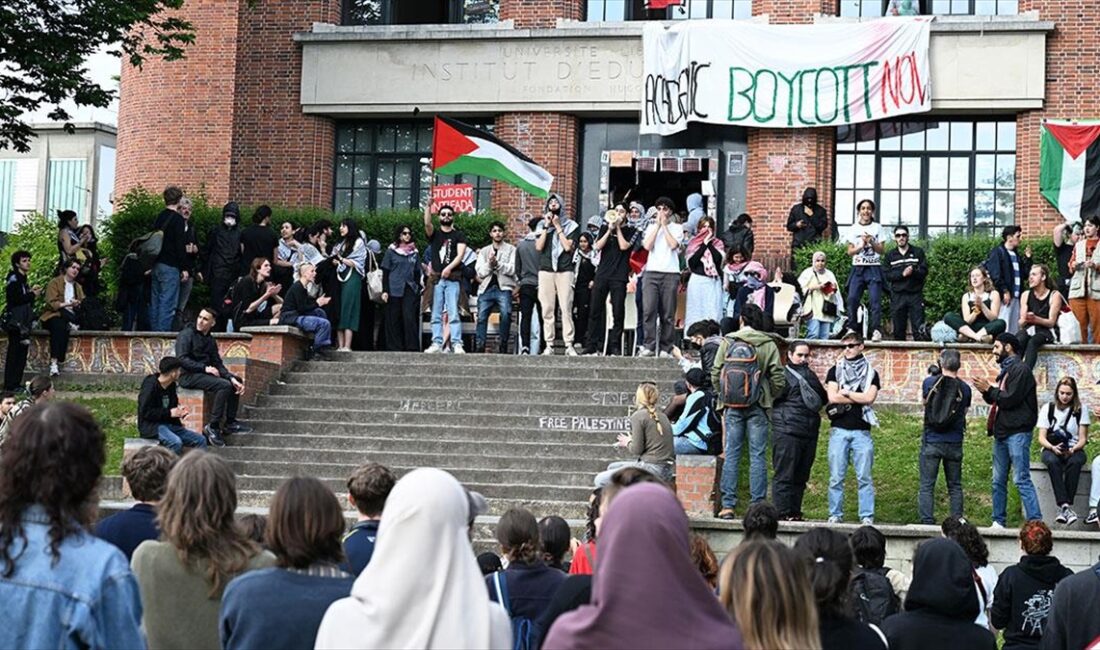 Belçika polisi Brüksel Özgür Üniversitesinde (ULB) 1,5 aydır Filistin'e destek
