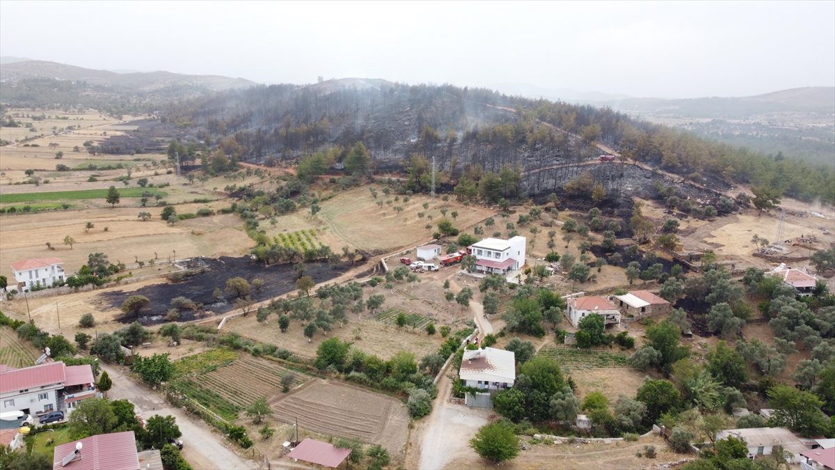 MUĞLA (AA) – Muğla’nın Milas ilçesinde çıkan orman yangını havadan