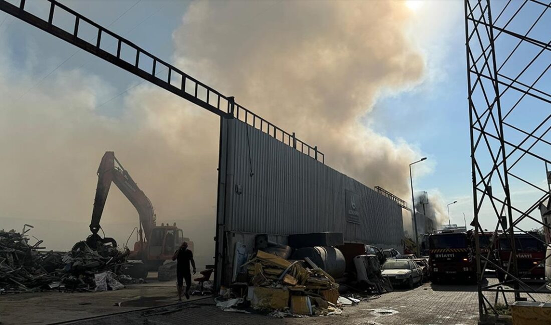 Aydın'da ASTİM Organize Sanayi Bölgesi'ndeki geri dönüşüm fabrikasının deposunda çıkan