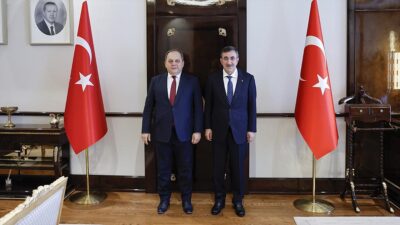 Cumhurbaşkanı Yardımcısı Cevdet Yılmaz, Yargıtay Başkanı Ömer Kerkez'i kabul etti.