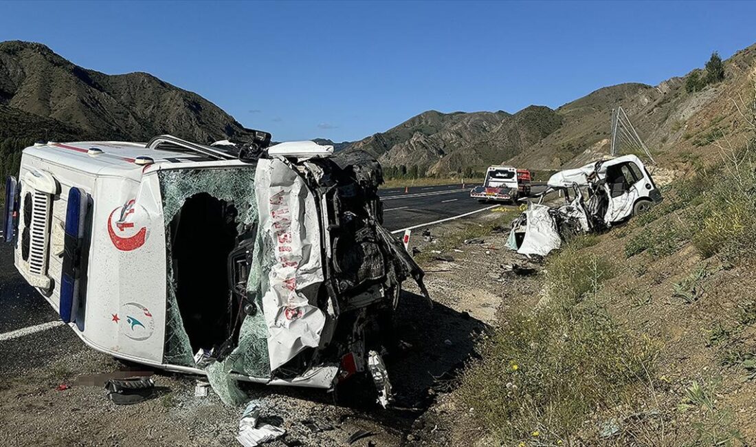 Erzurum'un Oltu ilçesinde ambulans ile hafif ticari aracın çarpıştığı kazada