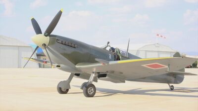 İngiltere'den uçarak gelen Spitfire Mk9 savaş uçağı, Eskişehir'in Sivrihisar ilçesinde