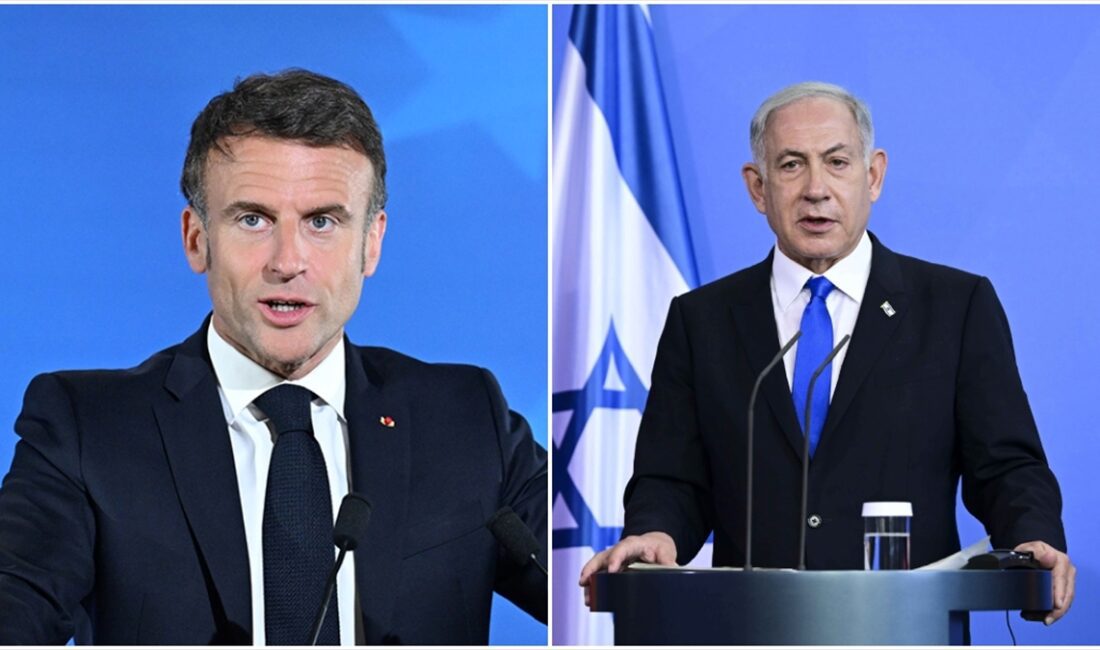 Fransa Cumhurbaşkanı Emmanuel Macron ve İsrail Başbakanı Binyamin Netanyahu, İsrail