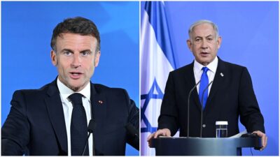 Fransa Cumhurbaşkanı Emmanuel Macron ve İsrail Başbakanı Binyamin Netanyahu, İsrail
