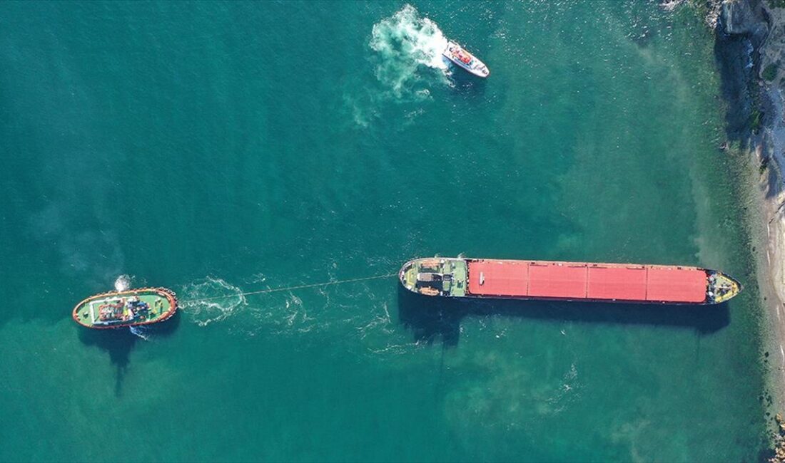 Bursa'nın Mudanya ilçesinde karaya oturan Panama bandıralı kargo gemisi, Kıyı