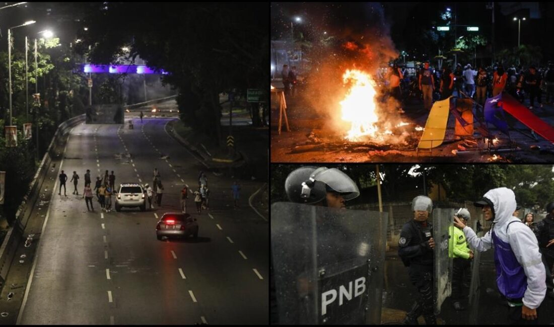 Venezuela'da devlet başkanı seçiminin sonuçlarını protesto edenlerle güvenlik güçleri arasında