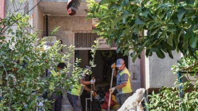 ANTALYA (AA) – Antalya’da bir apartmanda biriktirilen 6 kamyon çöp