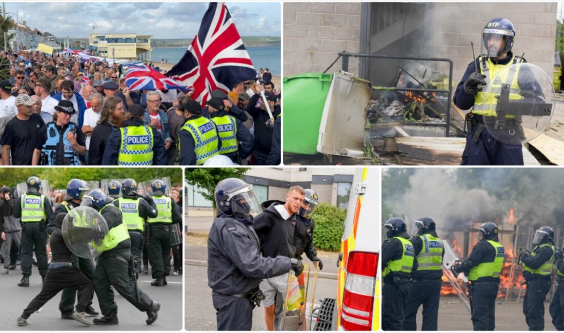 İngiltere'de Manchester Havalimanı'nda polisin yerde yatan bir kişinin kafasına ve
