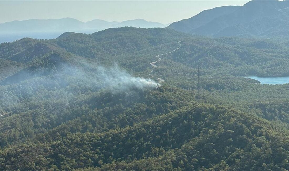 Muğla'nın Marmaris ilçesinde çıkan orman yangını ekiplerin havadan ve karadan