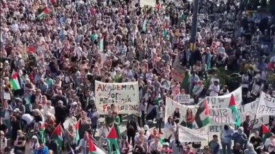 Norveç'in başkenti Oslo'da İsrail'in Gazze'de eğitim kurumlarına yönelik saldırılarına tepki