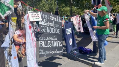 PARIS (AA) – Paris’in simgesel Cumhuriyet Meydanı’nda toplanan Filistin destek&ccedil;ileri,