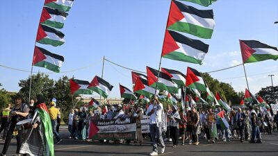 Almanya'nın başkenti Berlin'de Filistin’e destek için gösteri yapıldı.