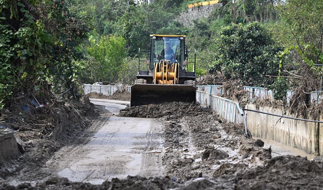 Trabzon'da önceki gün etkili olan yağışın ardından taşkın ve heyelan