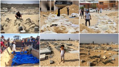 İsrail'in bir yıldır saldırılarını sürdürdüğü Gazze Şeridi'nde sokaklar toplu mezara