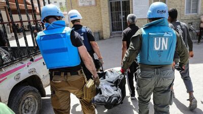 İsrail'in Gazze Şeridi'nin orta kesimindeki Deyr el-Belah kentinde BM Yakın