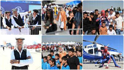 Adana'da düzenlenen Havacılık, Uzay ve Teknoloji Festivali'ni (TEKNOFEST) yöresel kıyafetli,
