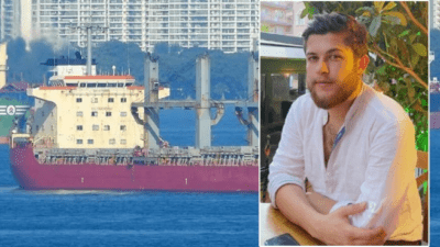 Endonezya’dan Singapur’a hareket eden yük gemisinde çalışan mühendis Doğukan Demirtaş’tan