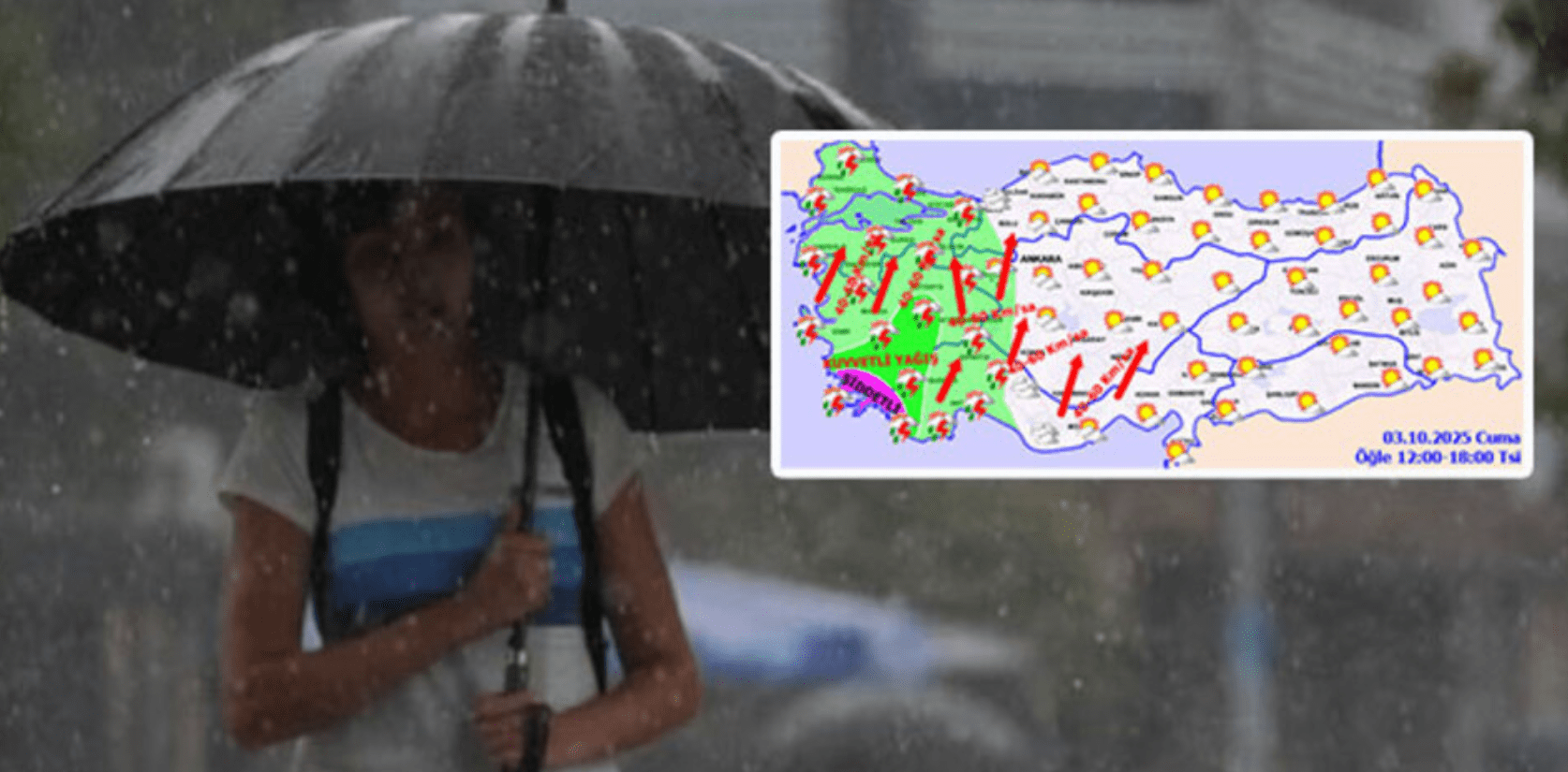 Meteoroloji'den alınan bilgiye göre Marmara, Ege ve Akdeniz'de kuvvetli sağanak