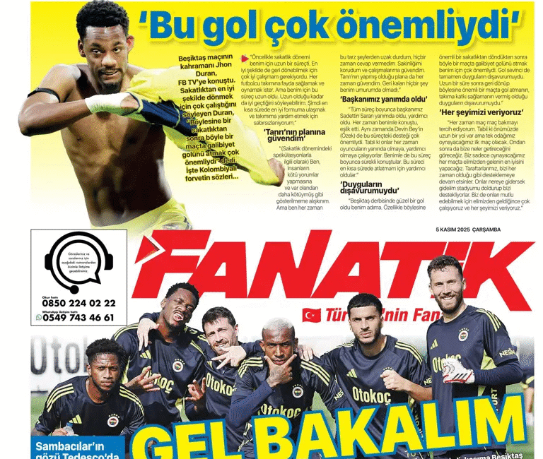 “Devler Ligi’nde Aslan gecesi” (5 Kasım 2025 spor manşetleri) Günün spor manşetlerinde, spor gündeminden en yeni gelişmeler ve transfer