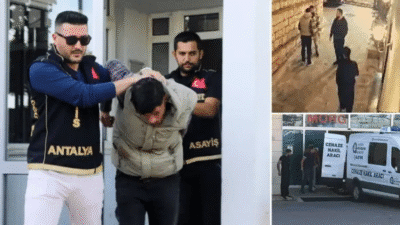 Antalya'da güvenlik görevlisi Tahsin Göker (26), çalıştığı otelin önünde içki