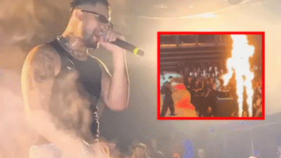 Dün akşam Lvbel C5’in İstanbul’da verdiği konserde sahneye atlamaya çalışan