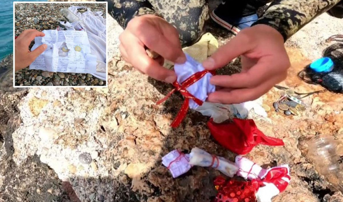 Antalya'da Hıdırellez gecesi denize atılan dilek kağıtları ve poşetler, dalgıçlar