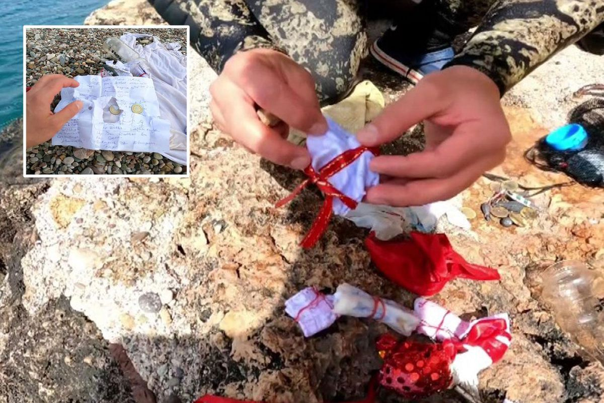 Antalya'da Hıdırellez gecesi denize atılan dilek kağıtları ve poşetler, dalgıçlar