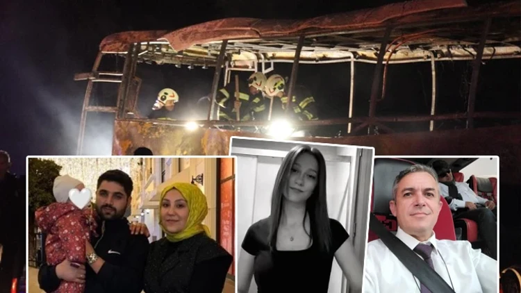 Denizli’deki otobüs kazasında yürek yakan detaylar: Camı kırıp eşini kurtardı, 9 aylık oğluyla alevlerin arasında kaldı Denizli-Aydın Otoyolu Sarayköy ilçesinde yolcu otobüsünün bariyerlere çarparak alev alması
